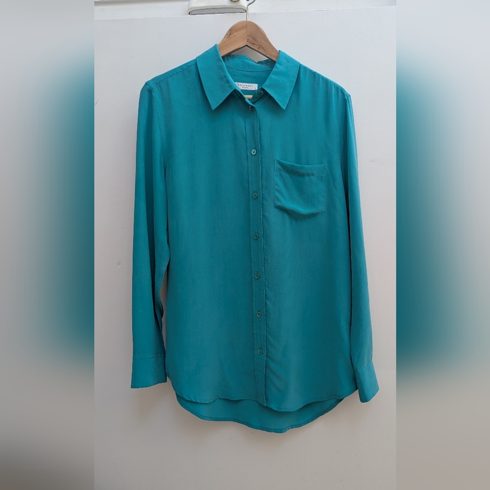 Equipment Silk Button-Up Shirt In Sea Green (Turquoise)